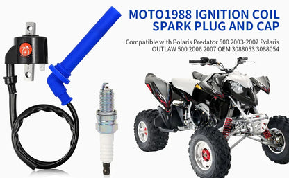 Ignition Coil & Spark Plug for Polaris ATV OUTLAW 500 (2006–2007)
