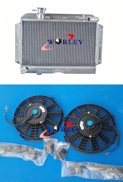 5ROW Aluminum Radiator & Fans for Rover MG MGA 1500/1600/1622 (1955-1962)