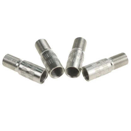 Valve Stem Extensions 4pcs Brass Cap Chrome Extender Screw-On Silver Tone Tyre