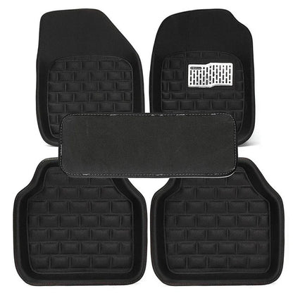 5 x Black PU Leather All Weather Car Floor Mats for Front & Rear
