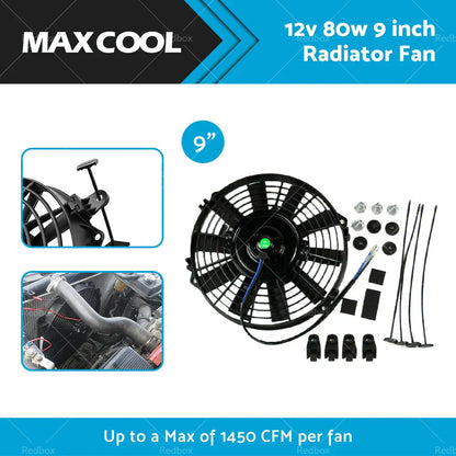9" 12V 80W Electric Radiator Cooling Fan & Mounting Kits for Holden Commodore
