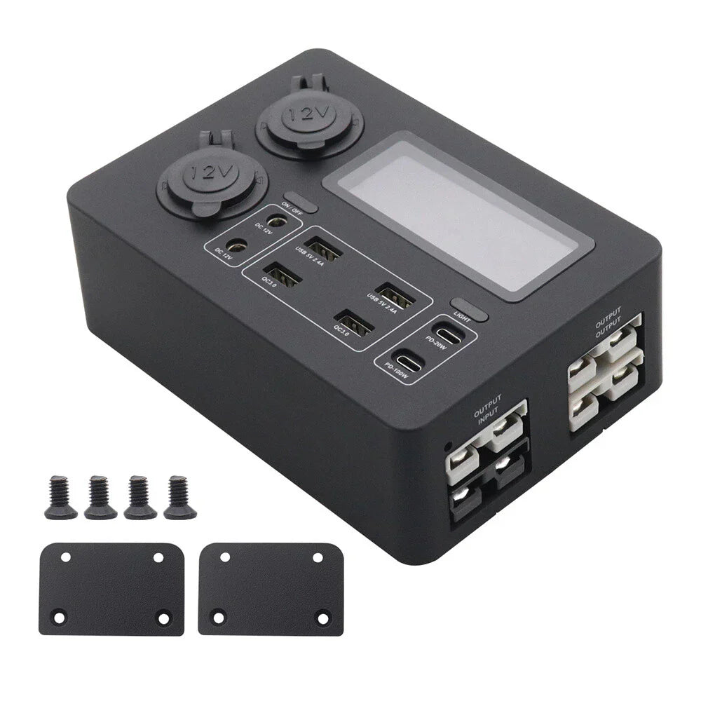 12V Power Distribution Box w/ USB Plugs & LED Display for Car, Boat, RV