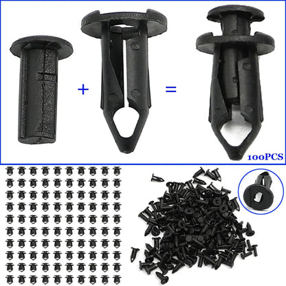 100pcs Car Plastic Rivets Fastener Fenders Bumper Push Pin Clips for ATV UTV