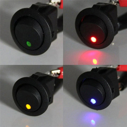 4pcs DC 12V 16A Led Dot Round Rocker SPST Toggle Switches for Car Auto Boat