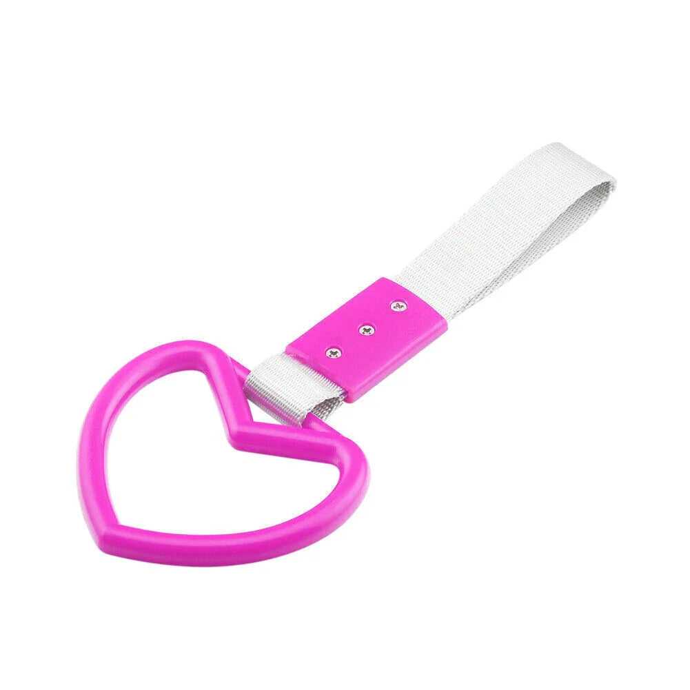 Pink Heart Tsurikawa Ring Handle Strap for JDM Car, Train, Bus Drift Charm