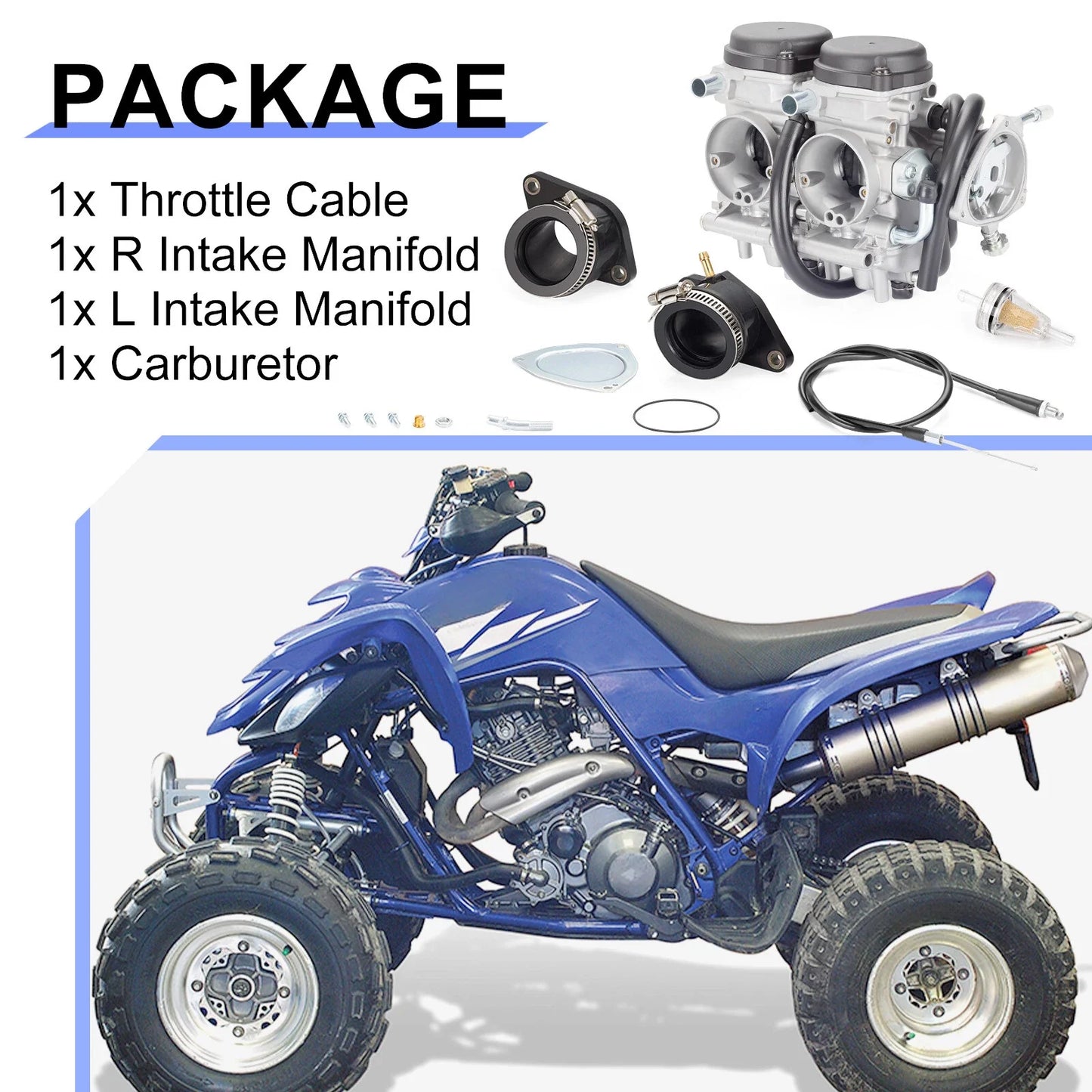 Carb&Throttle Cable&Intake Manifold for Yamaha Raptor 660 YFM660R (2001–2005)