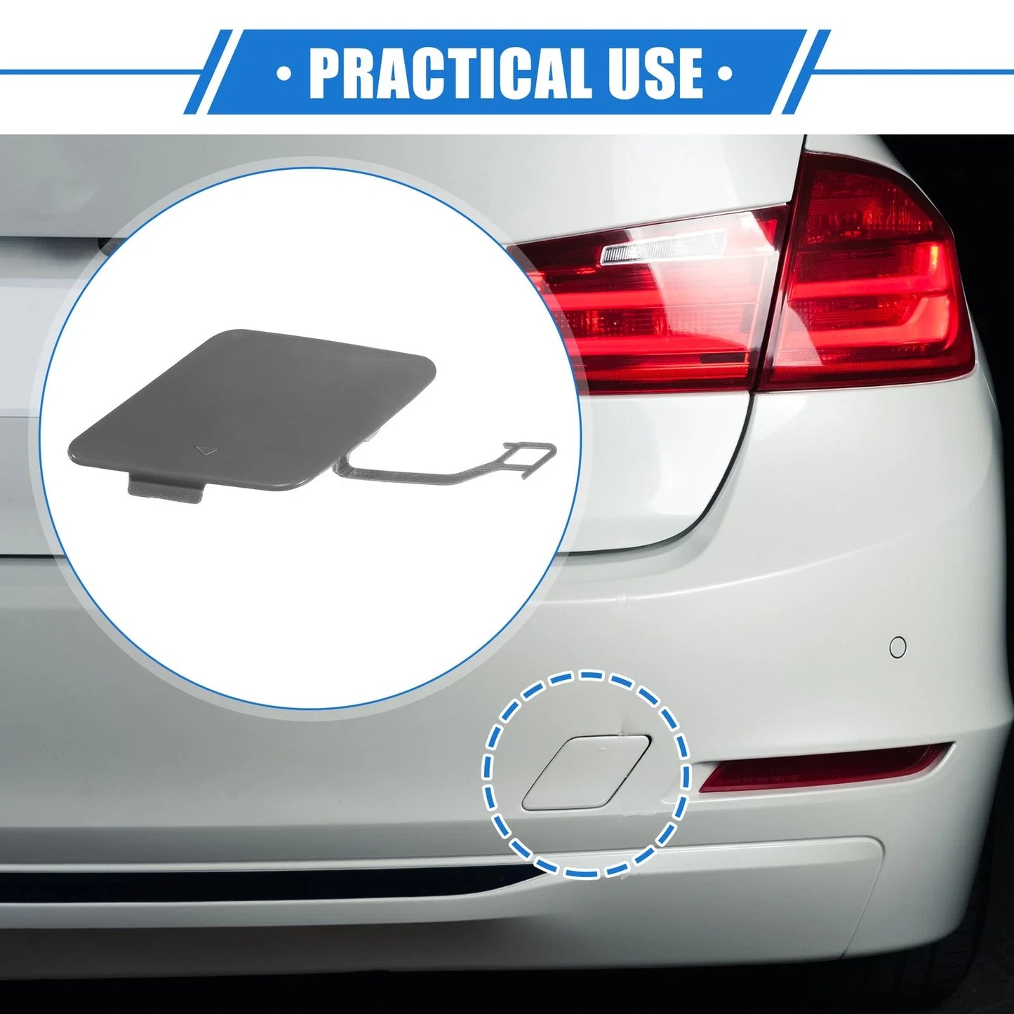 Rear Bumper Tow Hook Eye Hole Cover Cap Gray for BMW 3 F30 (2012-2015)