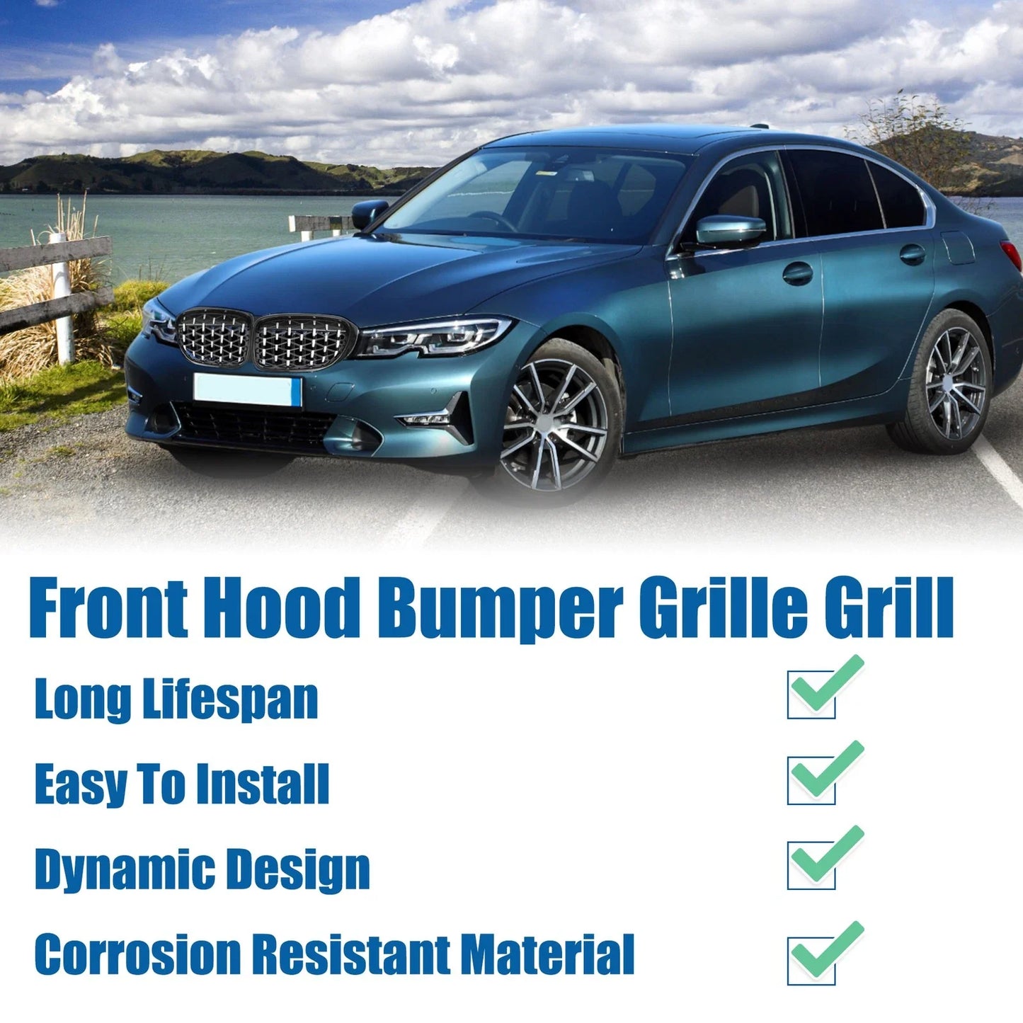 Pair Front Hood Bumper Grille for BMW X3 (2014-2017)
