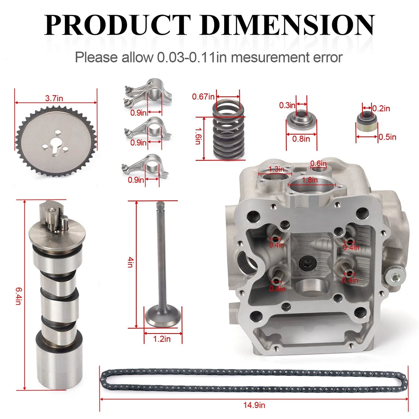 Cylinder Head Rocker Arm Camshaft Valve Kit for Polaris 500 (1996-2014)