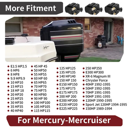 3× Ignition Coil for Mercury Mariner 25HP Outboard Boat