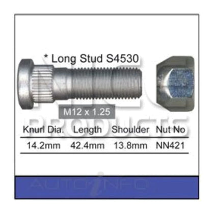 Front or Rear Wheel Stud & Nut for Nissan ELGRAND E50 E51 97-10 Steel Wheels