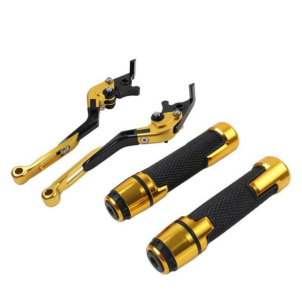Gold Extendable Brake Clutch Lever Grip Set for Yamaha YZF R1 (2009-2014)