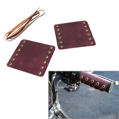 Leather Hand Grips Covers  Retro Wraps for Harley Cafe Racer