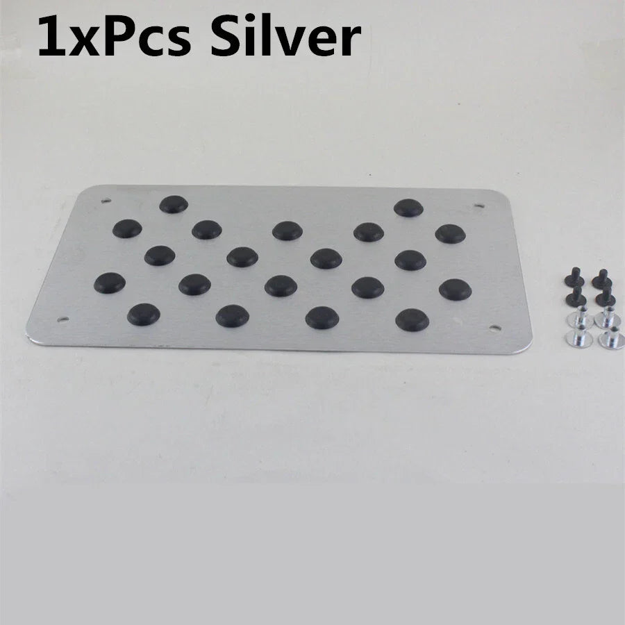 Aluminum Car Floor Carpet Mat Patch Heel Scuff Plate Pedal Pad 28x16cm