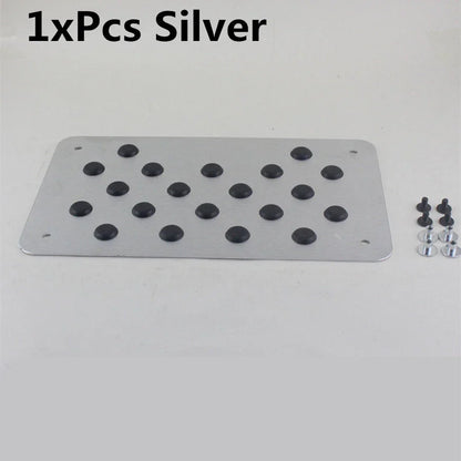 Aluminum Car Floor Carpet Mat Patch Heel Scuff Plate Pedal Pad 28x16cm