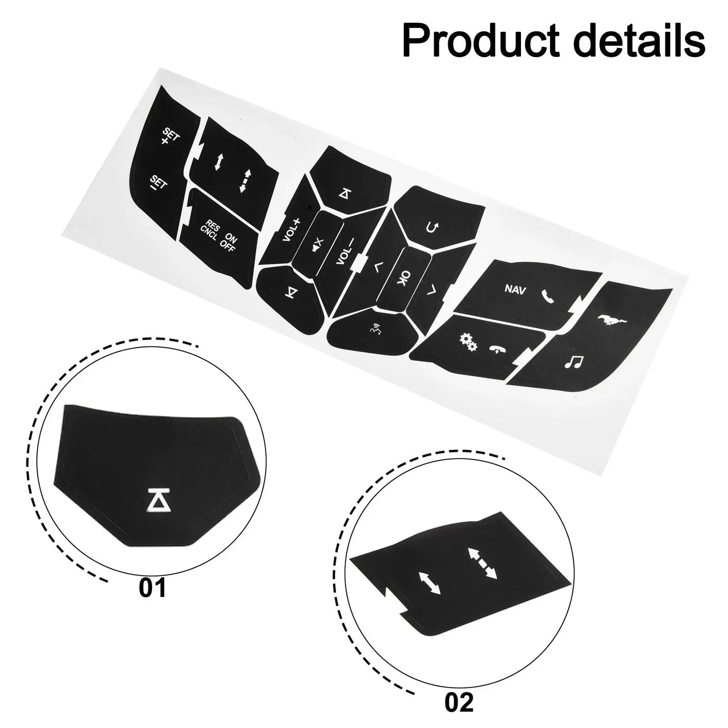 Steering Wheel Button Decals for Mustang
