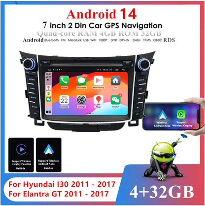 7" Android Stereo GPS Navigation for 2011-2017 Hyundai I30 Elantra GT