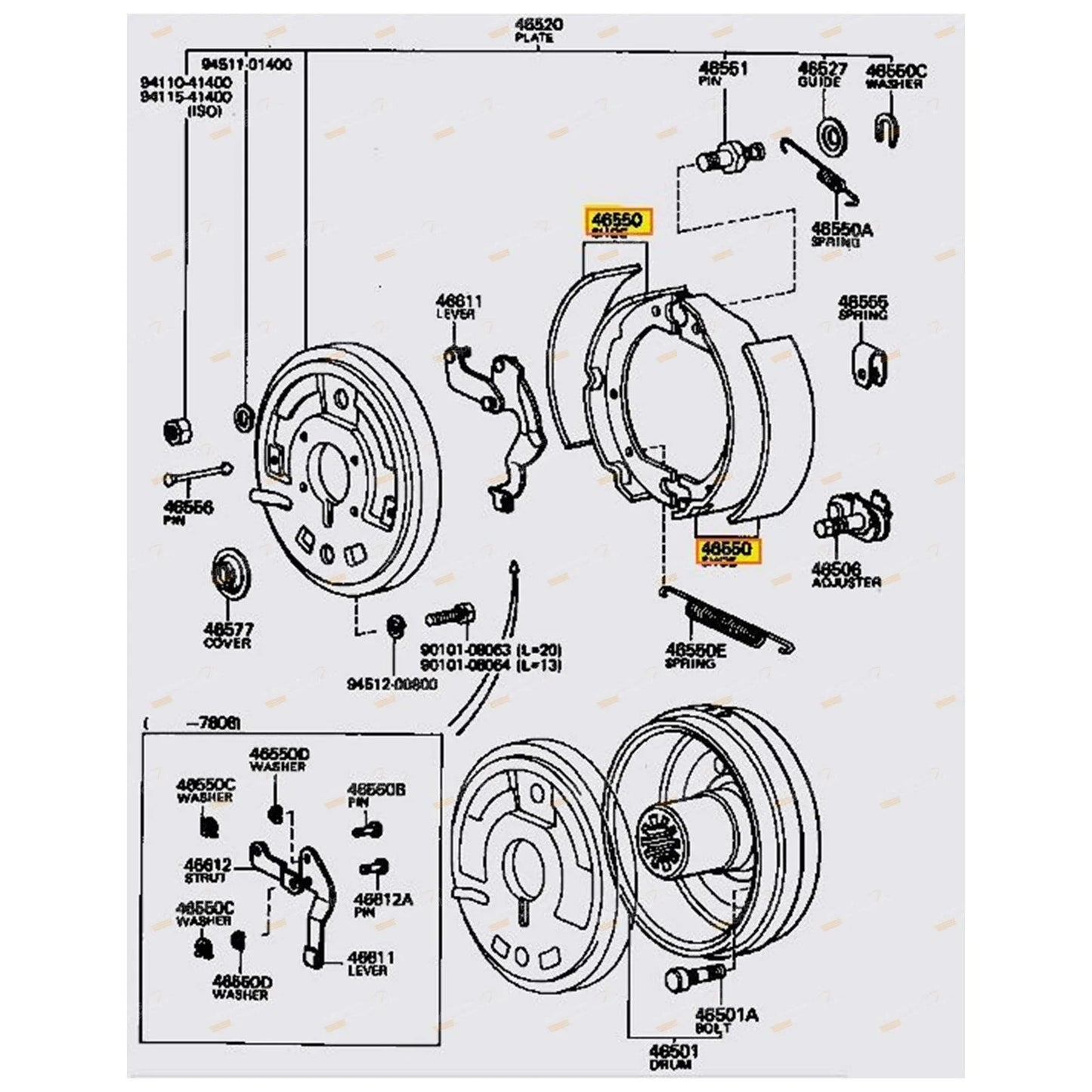 Park Brake Shoes Set for Landcruiser BJ40 BJ42 BJ43 FJ55 40 55 Series