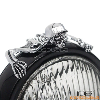 Chrome Skull Headlight Visor for Harley Dyna Bobber
