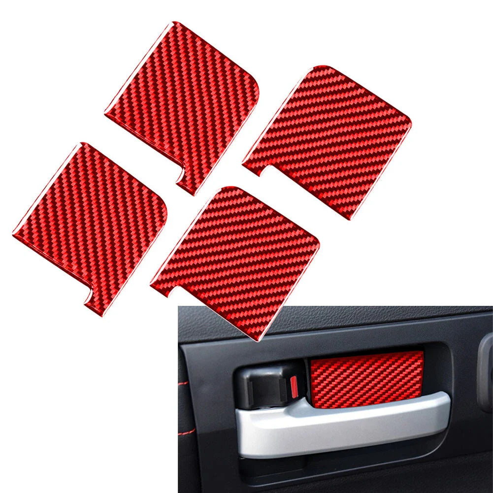 4 x Red Carbon Fiber Door Handle Bowl Covers for Toyota Tundra (2014-2021)