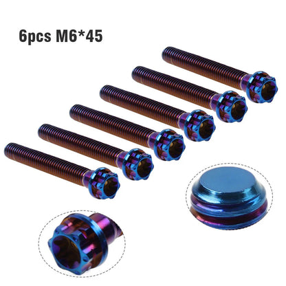 6pcs M6x45mm Titanium Torx Head Flange Bolts for Bike Motorcycle