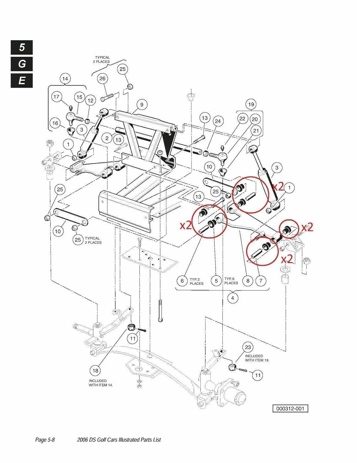 Bushing Kit Front Lower/Upper A-Arm for Club Car DS