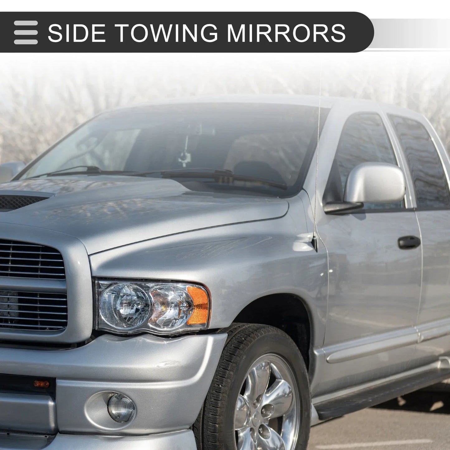 Tow Mirrors for Dodge Ram 1500 with Turn Signal Light Silver Tone 2 x
