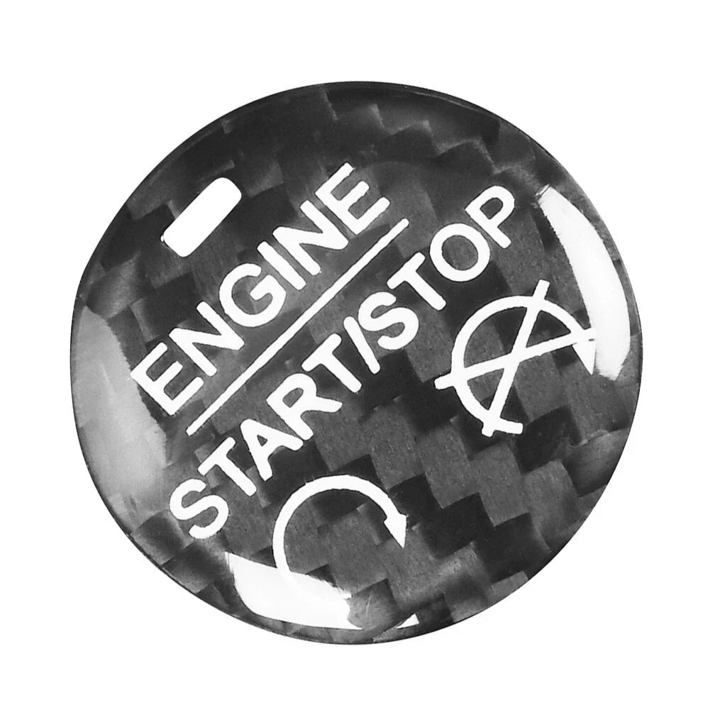 Carbon Fiber Black Engine Start Stop Button Cover Trim for Ford Mustang (2015-2022)