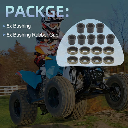 8x Front A Arm Bushing & Cap Kit for Polaris Outlaw 50 90 110 (2007–2021)