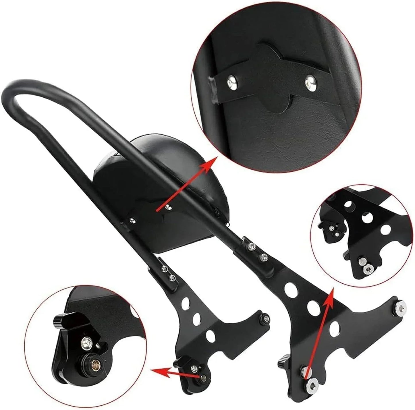 Passenger Backrest Pad Sissy Bar Cushion for Harley Sportster XL 883 1200 (2004-2023)