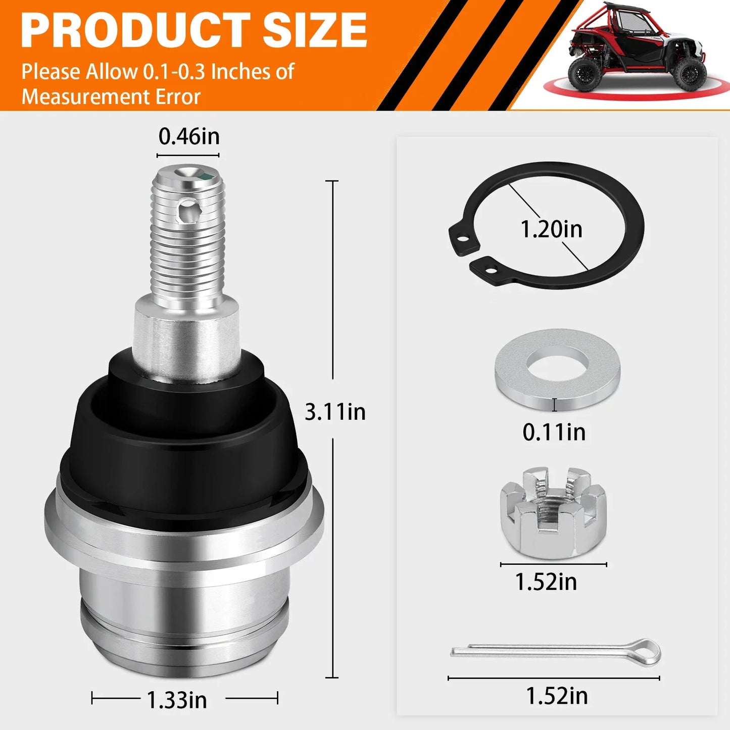 2 x Front Upper Ball Joints for Honda Pioneer 1000 (2016–2022)