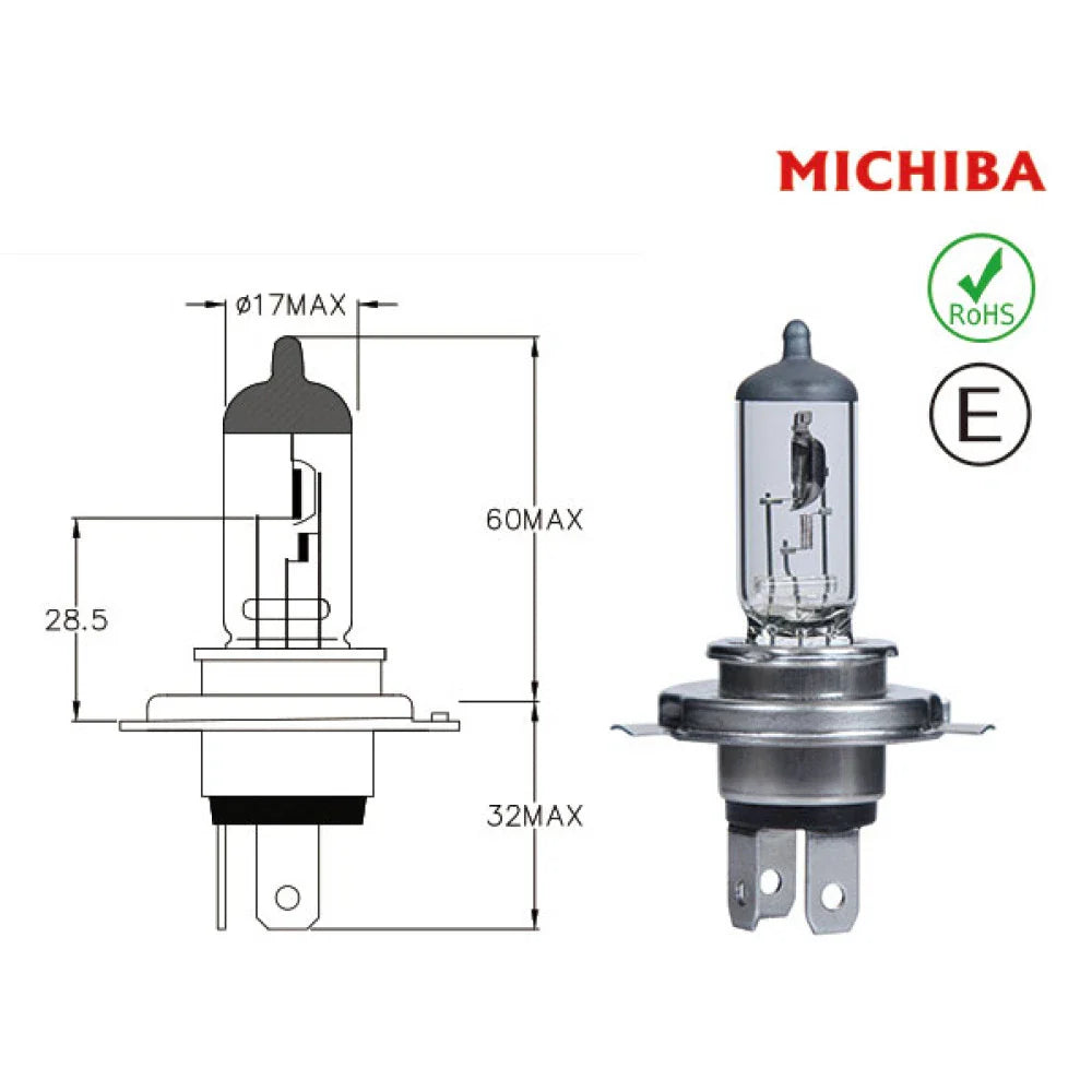 2 x H4 Halogen Headlight Bulb for Vehicles (1980–2026)