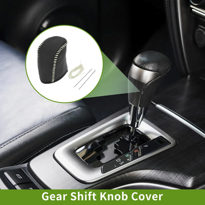 Car Gear Shift Knob Cover for Dodge Journey 2011-2020 Beige Faux Leather