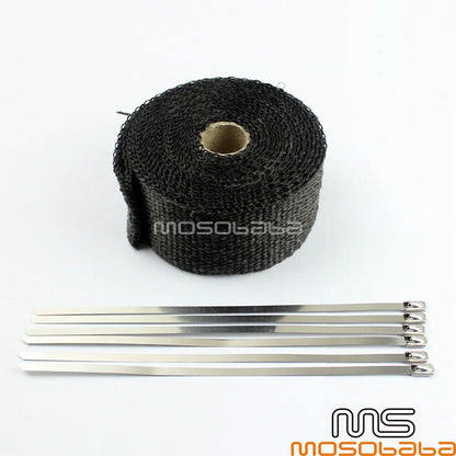 Black Pipe Wrap Exhaust Turbo Heat Manifold Header 2" for Car