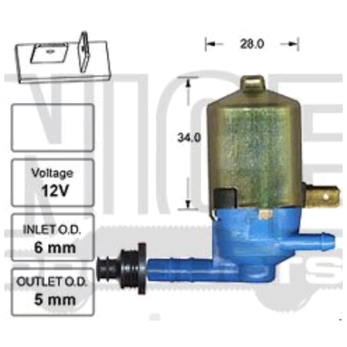 Windscreen Washer Pump for Toyota Hilux RN20 RN25 4cyl 1.6L 12R (1972-1977)