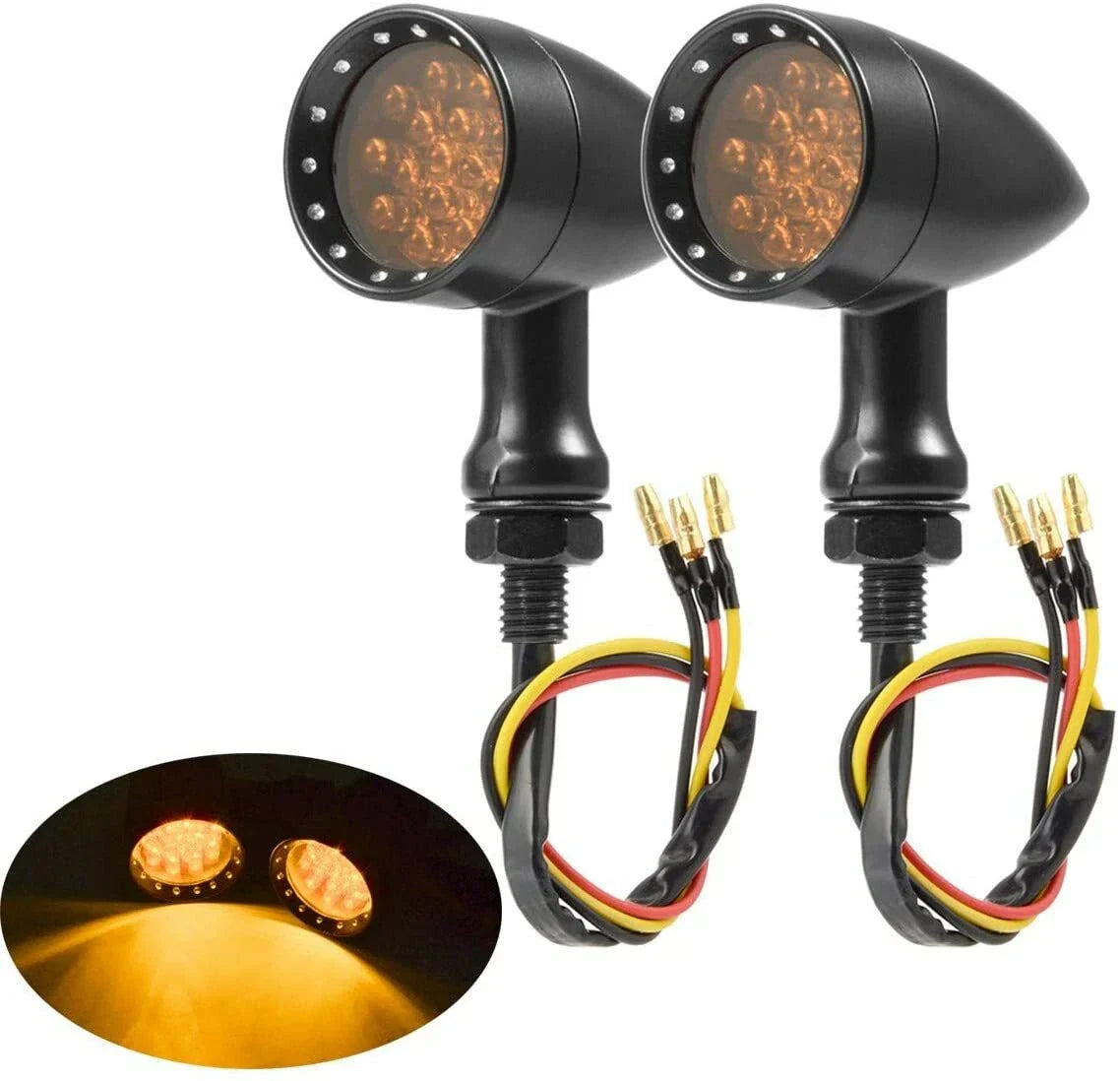 Black LED Motorcycle Bullet Turn Signal Lights for Harley Chopper