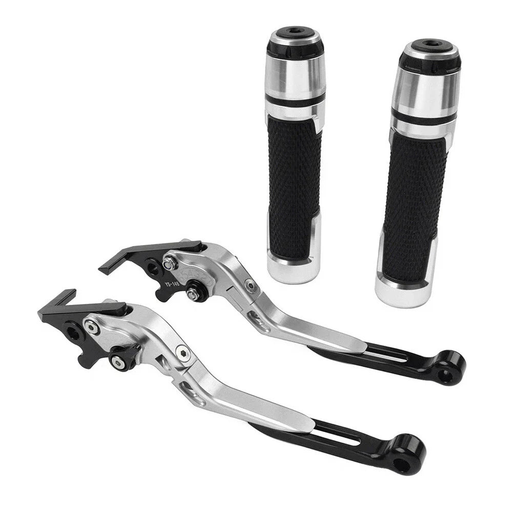 Silver Extendable Brake Clutch Lever Grip Set for Honda CB1100 CB1300 (2013-2023)