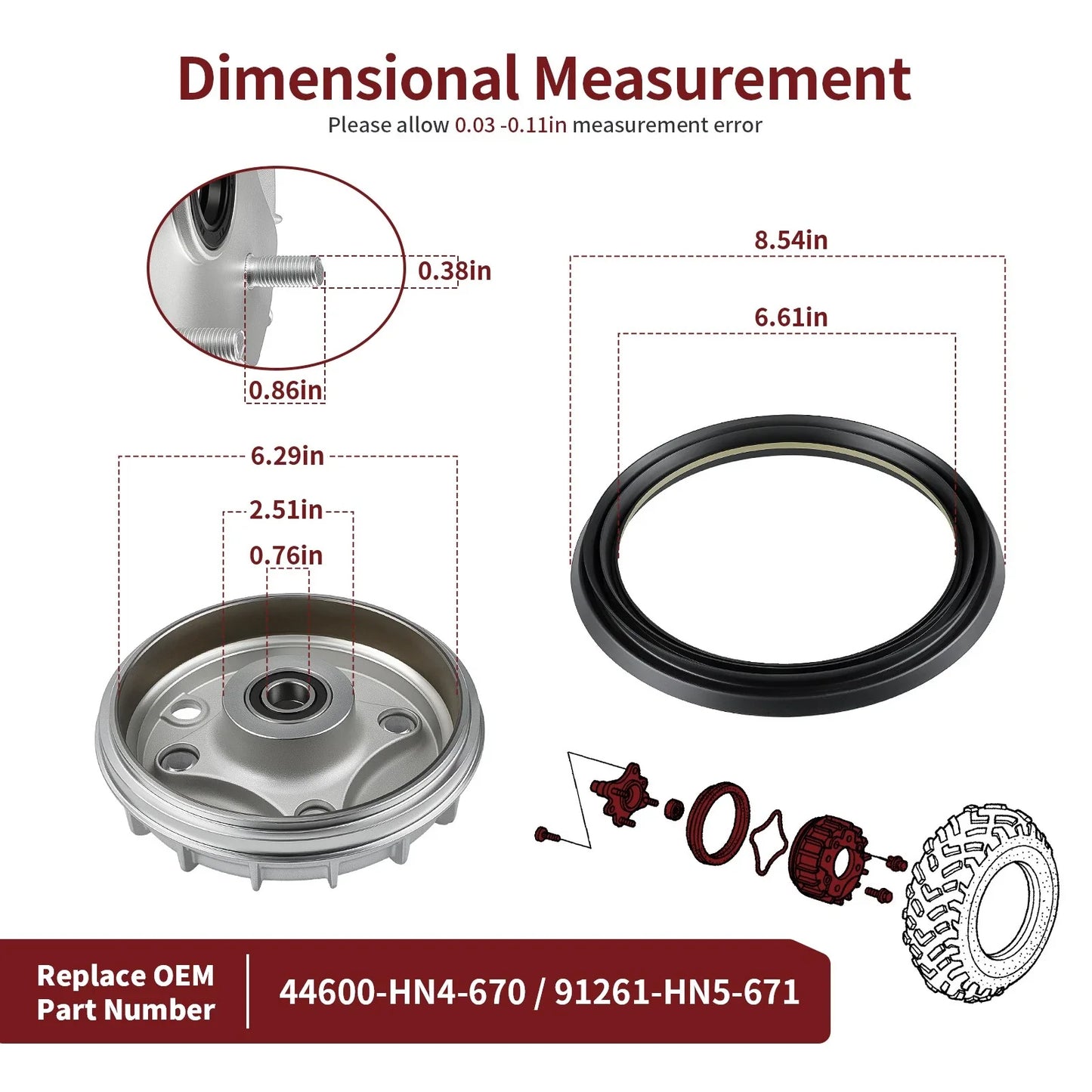 Front Brake Drum & Seal 2x4 for Honda Rancher 350 TM/TE (2000–2006)