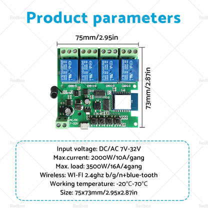 4 Channel Relay Module for WIFI Bluetooth-Compatible Development Board