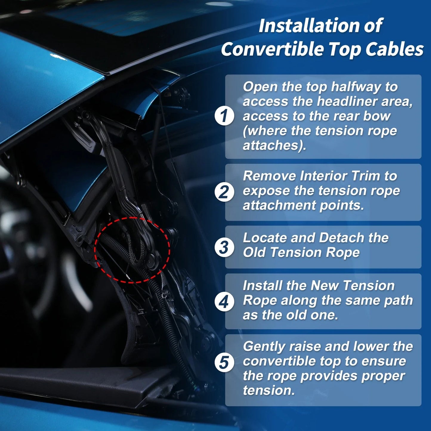 Convertible Top Headliner Tension Rope for BMW E93 F33 F83 M4 M3