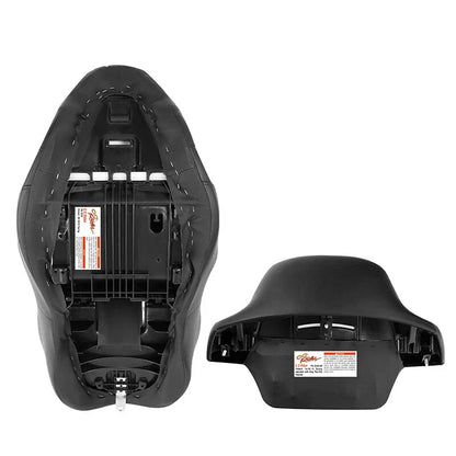 Black Orange Driver Passenger Seat & Backrest for Harley Road King (2014-2023)