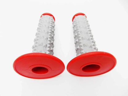 Red Grey Diamond Handlebar Grip Set for Honda CR80