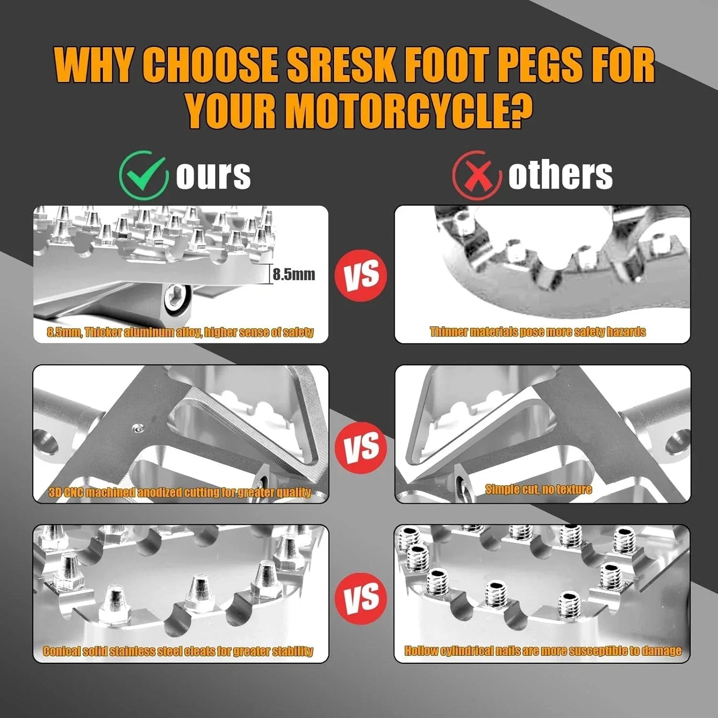 MX Style Floorboard Foot Pegs for Harley Dyna Touring Sportster Softail