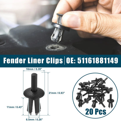 Fender Liner Clips Replacement 20 Pcs for BMW 128i Black
