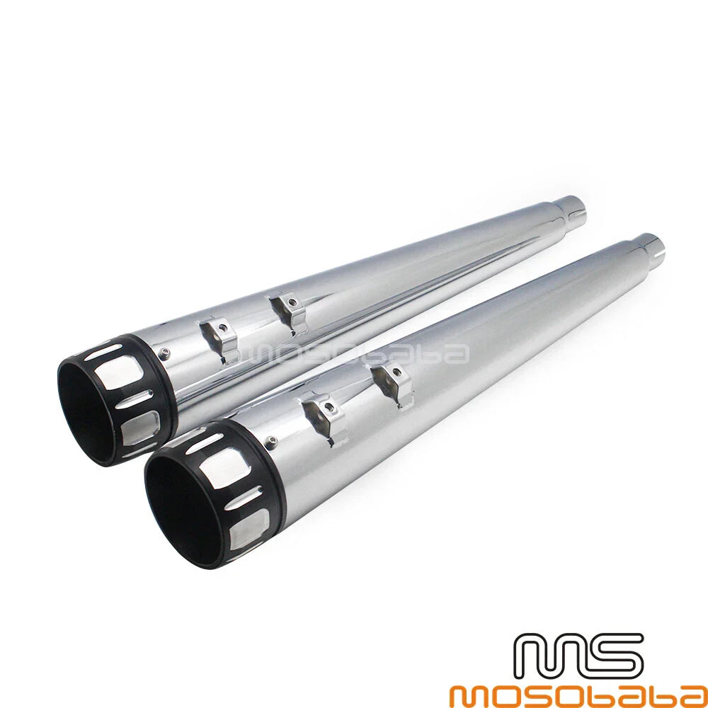Chrome Exhaust Pipe Slip-On Mufflers for Harley Touring (1995-2016)
