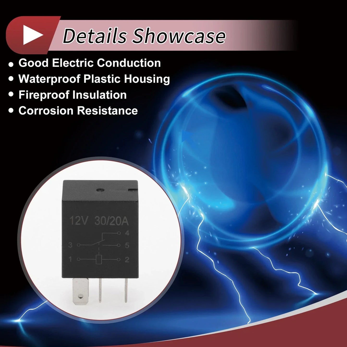 5 Pins Fuel Pump Relay for Ford (1992-2006) 12V 20A/30A