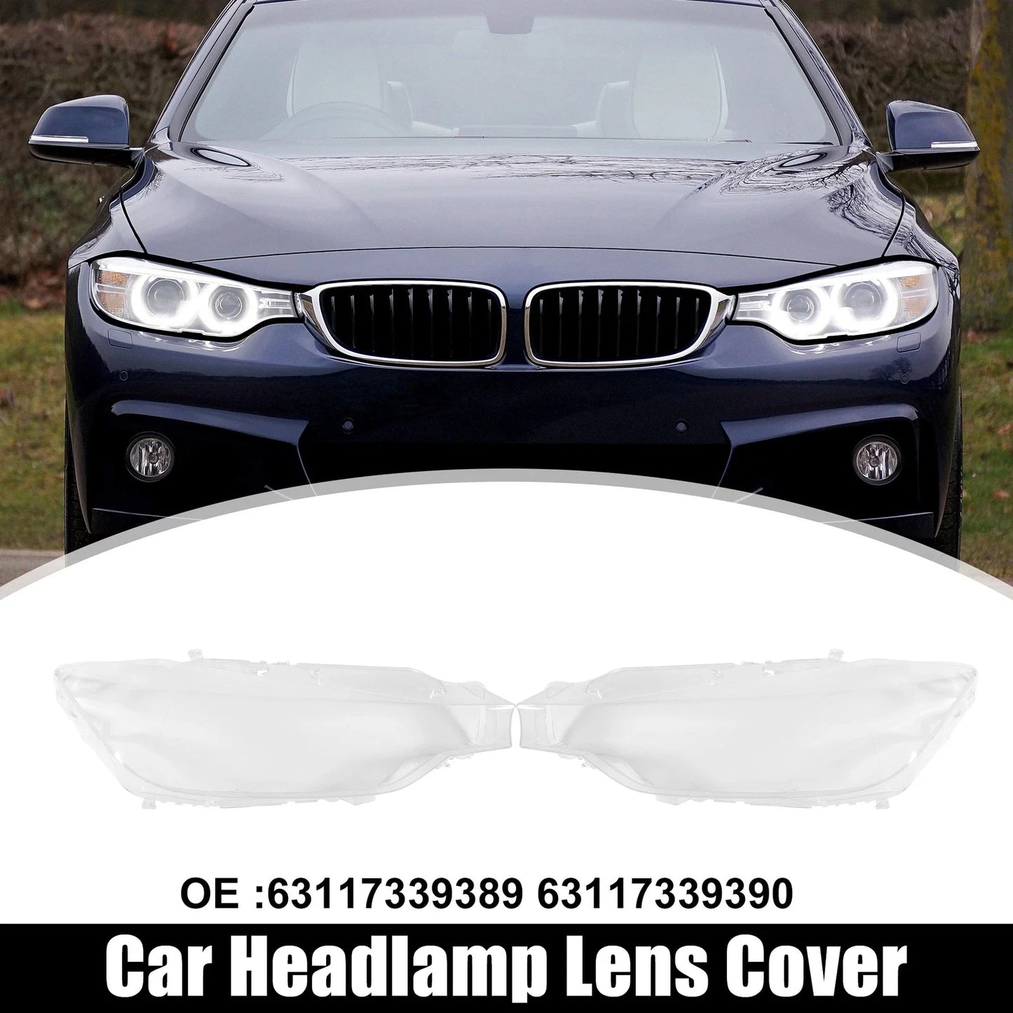 Pair Front Headlight Lens Cover for BMW F30 F31 F35 (2013-2016)