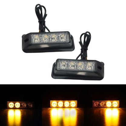 2 x 4-LED Amber Light Lamp Recovery Flashing Breakdown Strobe Grill 12-24V