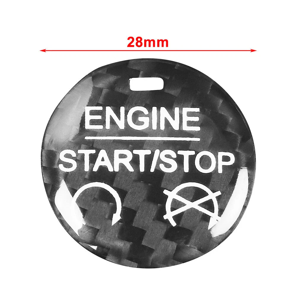 Carbon Fiber Black Engine Start Stop Button Cover Trim for Ford Mustang (2015-2022)