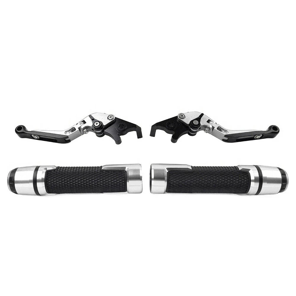 Silver Extendable Brake Clutch Lever Grip Set for Yamaha YZF R3 MT-03 (2015-2023)